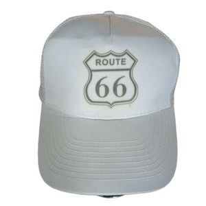 Route 66 White Mesh Hook & Loop Trucker Hat